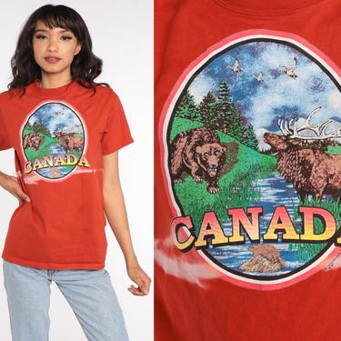 Canada Wildlife Shirt Moose Beaver Animal Shirt Bear T Shirt 90s Graphic Tshirt 1990s Small 