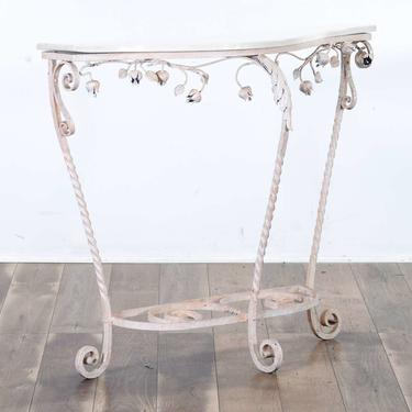 French Provincial Iron Console Table W Marble Top