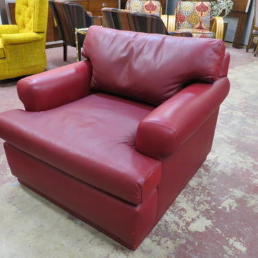 Vintage MCM style dark red leather lounge chair