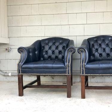 Pair of Vintage Leather Chesterfield Style Chairs