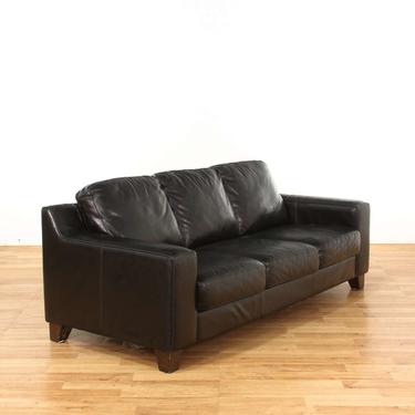 Contemporary Black 3 Seater Leather Sofa