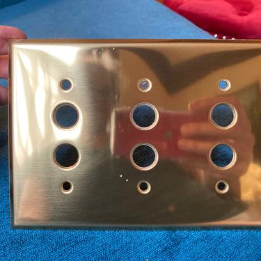 Brass Three Hole Punch Button Switch Plate 
