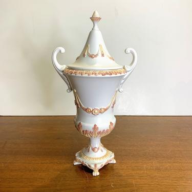 Vintage Italian Urn Vase Marchio Depositato Ceramic Pottery Porcelain Clay Claw Foot 