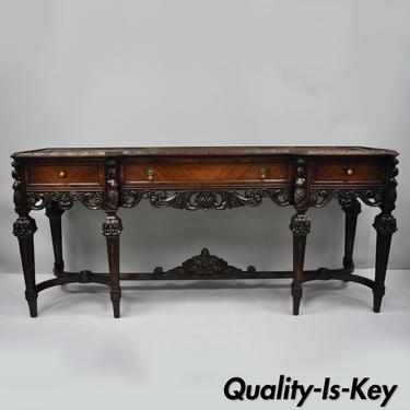Italian Renaissance Revival French Baroque Style Figural Carved Walnut Sideboard