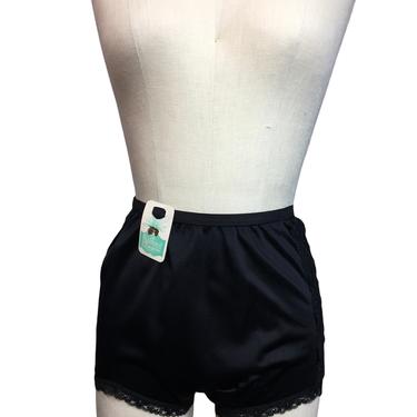 Deadstock 1960s Black Nylon High Waist Pinehurst Lingerie Underpants Panties Underwear Size 6 