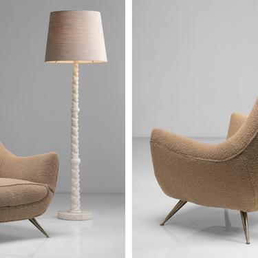Lounge Chair and Alabaster Floor Lamp