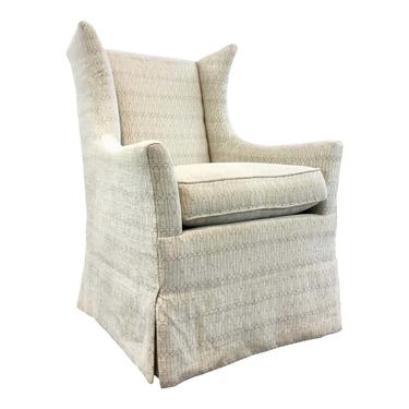 Hickory Chair Transitional White Skirted Janson Wingback Chair