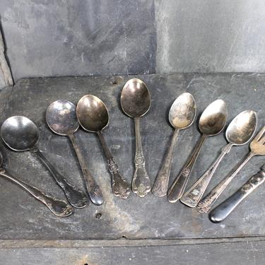 Set of 10 Antique Silver Plate Flatware from Various Manufacturers - For Crafting | FREE SHIPPING 