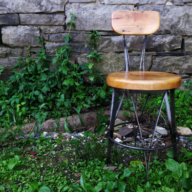 Parisian Cafe Stools from Reclaimed Wood and Metal 