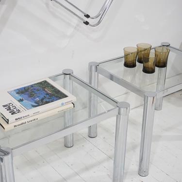 chrome and glass side table