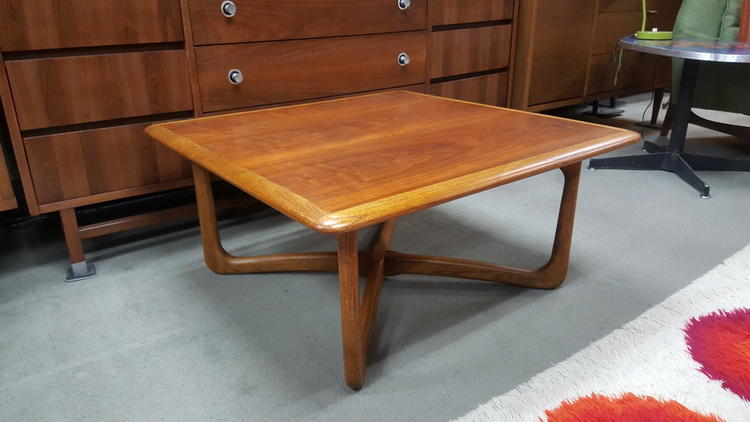 Mid-Century Modern square walnut coffee table by Lane Furniture