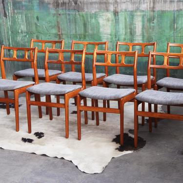 GORGEOUS Set of 8! Solid Teak Dining Chairs Mid Century Danish Modern Phenomenal wood grain!! Sculptural Moller Attributed Dscan 