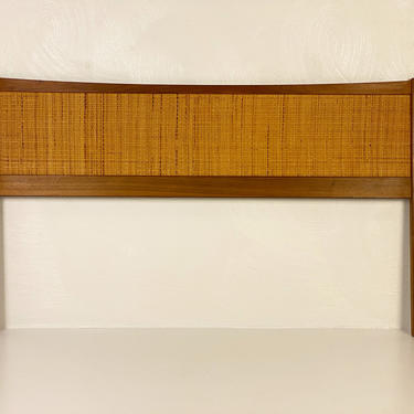 Danish Walnut Framed Caned Queen Headboard, Circa 1970s - Please see notes on shipping before you purchase. 