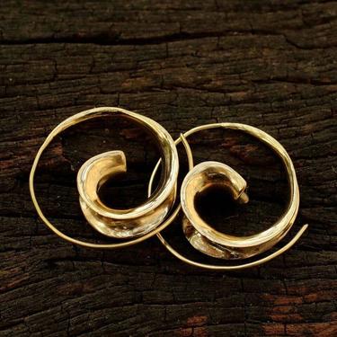 Brass Curl Spiral Earrings