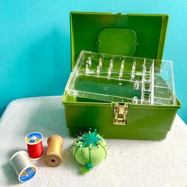 Craft Sewing Case, Sewing Kit, Original Tray Insert, Home Organization Storage, Vintage 60s 70s 