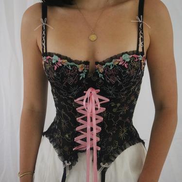 Limited Edition Victoria’s Secret Rainbow Lace Fairy Bustier Corset Top With Garters - 34C 