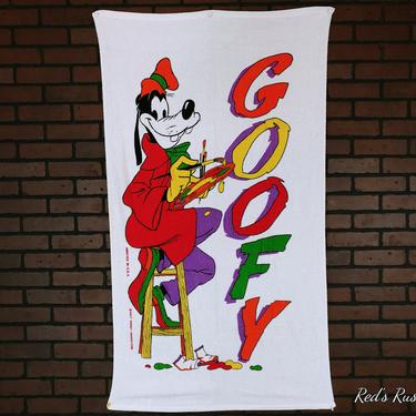 Vintage Walt Disney Painting Painter Goofy Beach Towel by Franco 