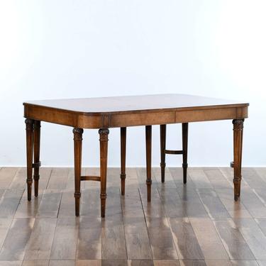 Regency Style Double Post Dining Table W Carved Detail