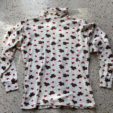 Hearts and Bears Turtleneck Shirt / Valentine's Day BE MINE Novelty Printed Shirt / Precious Cartoon Shirt / 1980's 1990's Novelty T Shirt 