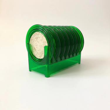 Vintage Green Acrylic Coil Coaster Set / Set of 8 
