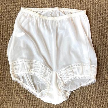 Vintage 50’s White SHEER Panties / Micro Pleat Lace Detail / High Waist / Regent S 