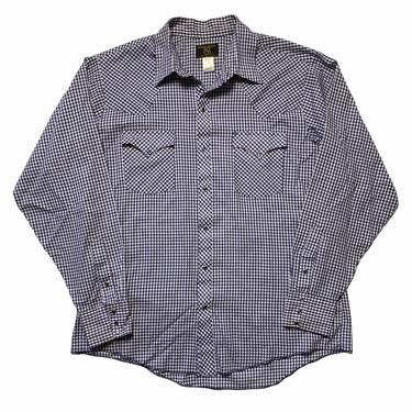 Vintage 1970s DICKSON-JENKINS Western Shirt ~ XL ~ Snap Button ~ Gingham Plaid ~ Rockabilly ~ 