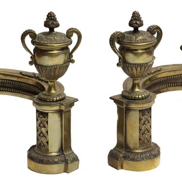 Antique Cast Bronze French Fireplace Chenets