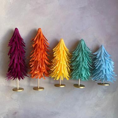 Dynamite Bottle Brush Trees - Set of 5 - Paper Trees for Holiday Decor, Wholesale, or Weddings 
