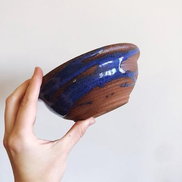 Vintage Studio Pottery Stoneware Blue Glazed Bowl 