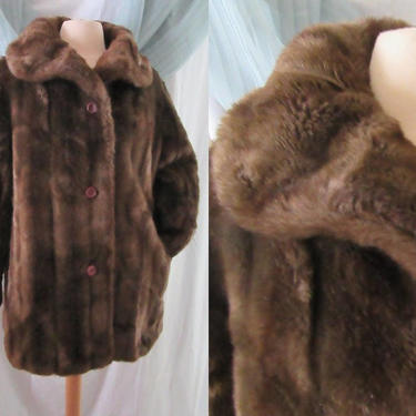 Rich Look Faux Fur Short Coat, Vegan, Warm Jacket, Tissavel, Luxe, Vintage 60s 70s 