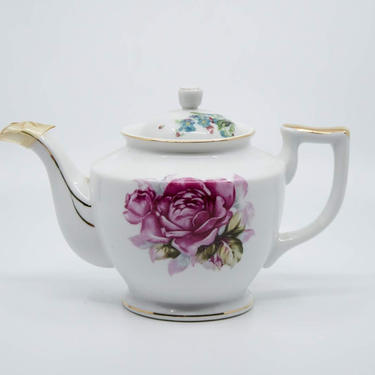 Vintage Porcelain Rose Motif Teapot 