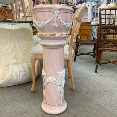 Italian Ceramic Tassel and Swag Pedestal and Urn