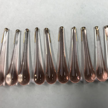 Lot of Ten (10) New Old Stock 3&amp;quot; Pink Teardrop Crystal Prisms Murano 10 Lots Available 