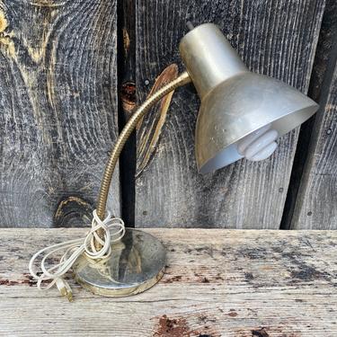 Small Task Lamp -- Gold Task Lamp -- Gold Desk Lamp -- Gooseneck Desk Lamp -- Gold Gooseneck Light -- Vintage Lighting -- Vintage Light 
