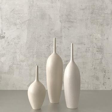 SHIPS NOW- Seconds Sale- set of 3 white matte bottle vases- handmade ceramics- modern stoneware- sara paloma pottery 