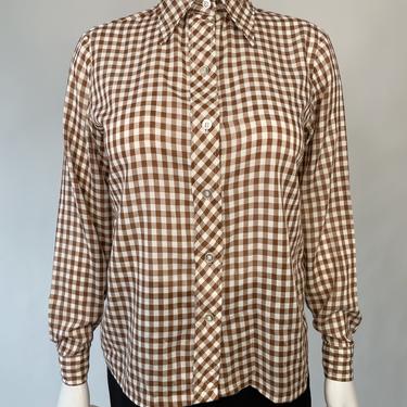 70's Brown Gingham Shirt