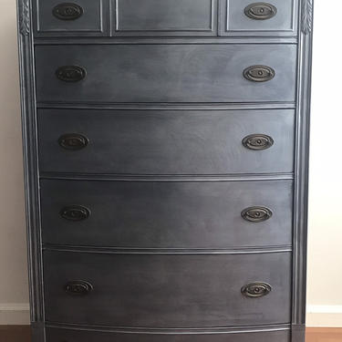 Blue Metallic Tall Dresser/Chest of Drawers/Bureau 