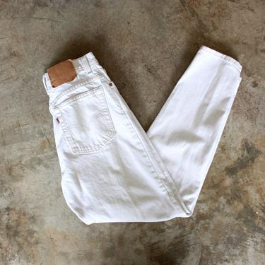 80s 90s White Levis 550 Tapered Mid Rise Jeans 