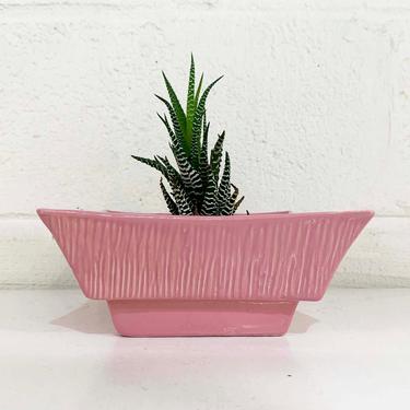 Vintage Pink McCoy Style Planter Art Deco Powder White Drip Glaze Ceramic Pottery Bowl Pot Mid-Century Pot MCM USA Square Bowl Catchall 
