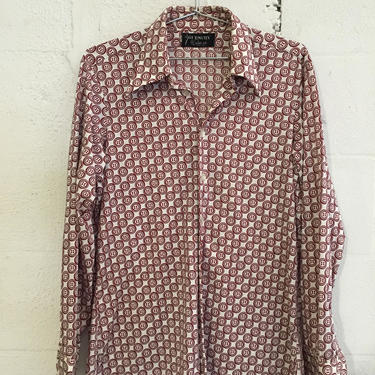 Vintage Givenchy for Clubman Polyester Shirt L Button Print L 0381 