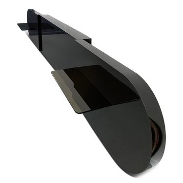 Postmodern Massive Custom Made Headboard and Smoked Glass Side Table Combination