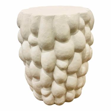 Organic Modern White Fiber Cement Sculptural Hive Side Table