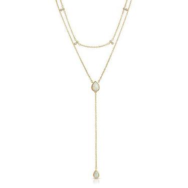 LARIAT OPAL TEARDROP LAYERED NECKLACE