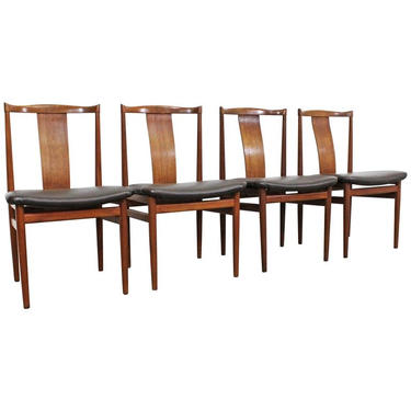 Set of 4 Mid-Century Danish Modern Folke Ohlsson Style Teak Dining Chairs 