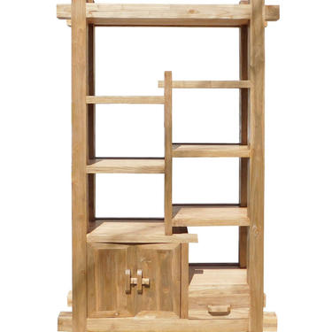 Rustic Raw Wood Open Shelf Bookcase Display Cabinet cs1551E 