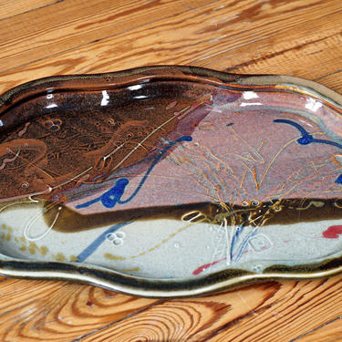 Studio Pottery Platter Scott Frankenberger - Sculpted Slab Plate - Contemporary Ceramics 
