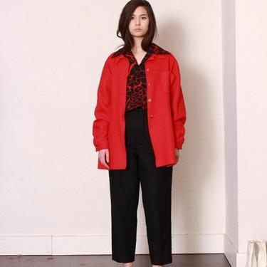 Red Fleece Button Up / Large 