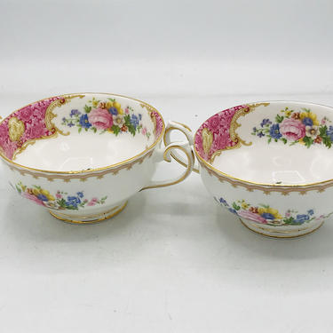 Vintage 2 Piece Royal Albert Lady Carlyle Handled Soup Bowls- Unused Condition 