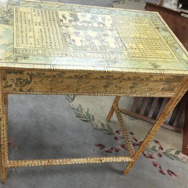 Unique Desk made of Bamboo and decoupaged in an Asian print