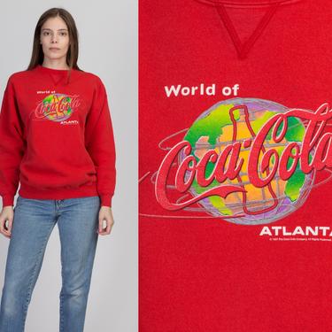 Vintage Coca Cola Atlanta Sweatshirt - Men's Small, Women's Medium | 90s Y2K Red World Of Coke Logo Pullover 
